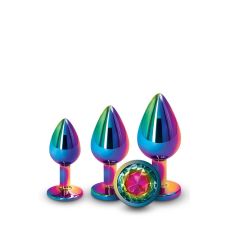 Набор металлических анальных пробок с кристаллами радужного цвета NS Novelties 3 штуки