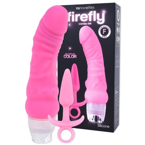 Набір секс іграшок Вібратор та Анальна пробка рожевого кольору NS Novelties Firefly Combo Kit