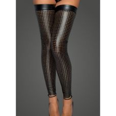 Панчохи з перфорацією та відкритим носком чорного кольору Noir handmade F236 розмір M