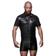 Рубашка мужская на заклепках виниловая черная Noir Handmade H011 размер S