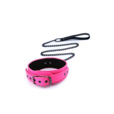 Ошейник с поводком БДСМ розового цвета NS Novelties Electra collar & leash pink