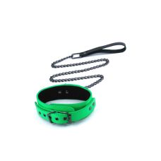 Ошейник с поводком БДСМ зеленого цвета NS Novelties Electra collar & leash green