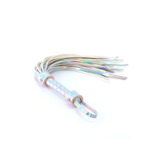 Флогер БДСМ голографічний з вінілу білого кольору NS Novelties Cosmo bondage flogger rainbow