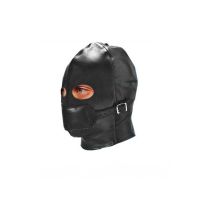 Шлем виниловый для сексуальных игр чёрный со съемным кляпом Notabu