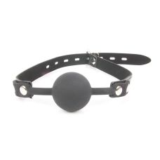 Кляп для рта силиконовый с ремешком из экокожи регулируемый Notabu чёрный L 60 см D 4 см