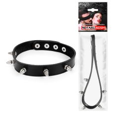 Ошейник БДСМ декоративный кожаный с металлическими шипами универсального размера Notabu L 40 см чёрный 
