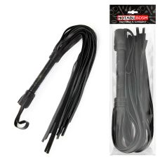 Батіг-флоггер Шкіряний з петлею на рукояті Notabu Чорний L хвостів 42 см