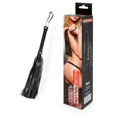 Батіг з екошкіри з петлею на рукояті Notabu Чорний L хвоста 30,5 см