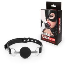 Кляп для рта с силиконовым шариком БДСМ-игр черный Notabu