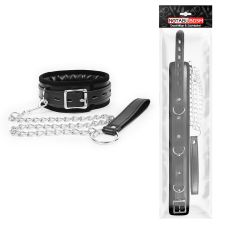 Ошейник черный с металлической цепочкой БДСМ Notabu