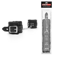 Оковы черные кожаные с мехом для БДСМ Notabu