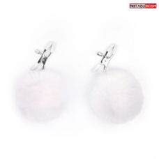 Зажимы для сосков с меховыми помпонами белый Notabu