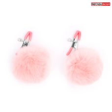 Зажимы для сосков с меховыми помпонами розовые Notabu