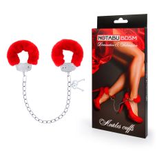 Наручники металлические с красным мехом Notabu