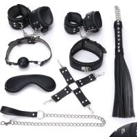 БДСМ набор маска,ошейник,кляп,фиксатор,наручники,оковы,плеть Notabu черный