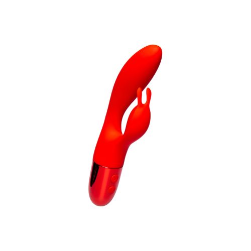 Вибратор кролик с горизонтальными движениями для точки G и с отростком для клитора  красный Every Night Toys