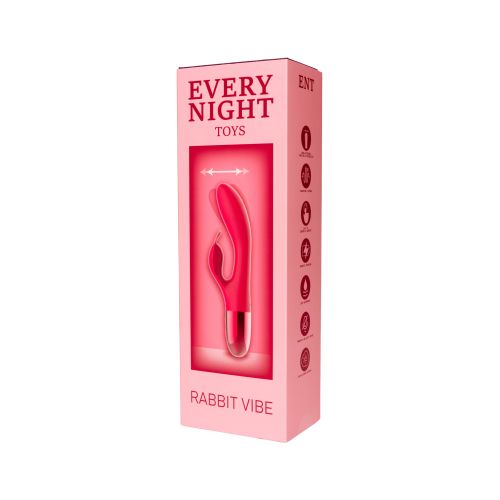 Вибратор кролик с горизонтальными движениями для точки G и с отростком для клитора  красный Every Night Toys