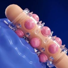 Насадка на член с 12 шариками прозрачная OLO 