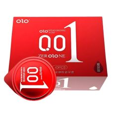 Ультратонкие текстурированные презервативы с гиалуроновой кислотой и согревающим эффектом OLO ZERO ONE RED 10 штук