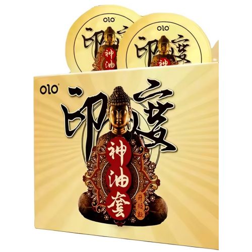 Ультратонкі презервативи з гіалуроновою кислотою пролонгуючим ефектом і точковою текстурою OLO GOLD Indian god oil 10 штук