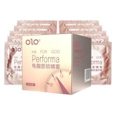 Латексные тонкие текстурированные презервативы с ароматом ванили OLO HA FOR GOD Performa 10 штук