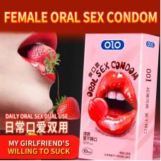 Презервативи для орального сексу з натурального латексу з ароматом та смаком полуниці OLO Oral Sex Strawberry 10 штук