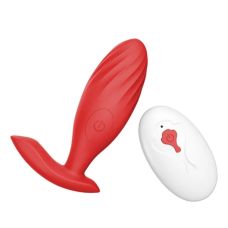 Анальна пробка з вібрацією ButBut anal plug з пультом дистанційного керування 10 режимів вібрації червоний