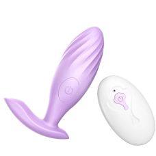 Анальна пробка з вібрацією ButBut anal plug з пультом ДУ10 режимів вібрації фіолетовий