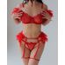Соблазнительный комплект с перьями красный Sexy desires Paradise размер М