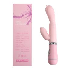 Вибратор-кролик для стимуляции влагалища и с отростком для клитора розового цвета Sexy desires Vibro licking
