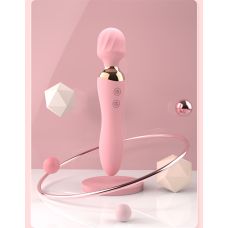 Вибромассажер Ванд микрофон двухсторонний вагинальный и для стимуляции клитора розового цвета Sexy desires Double vibration