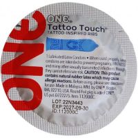 Презервативы с рельефными узорами латексные синие One Tattoo Touch 5 штук