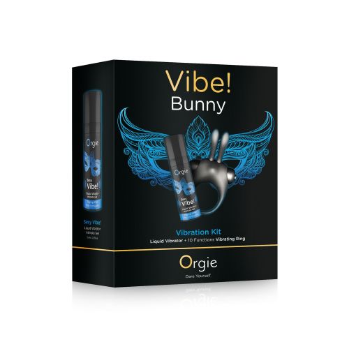 Набор для секса жидкий вибратор и эрекционное виброкольцо Orgie VIBE! BUNNY
