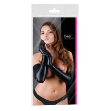 Чорні глянцеві рукавички з мокрим ефектом Cottelli розміри S/M/L