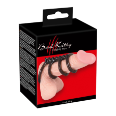 Насадка на член из четырех колец черного цвета Bad Kitty Cock4 rings