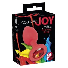 Анальна пробка силіконова зі стразиком червона