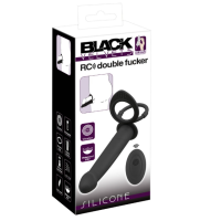 Анальный вибратор с кольцом для пениса и яичек и пультом управления черный Black Velvets RC double fucker