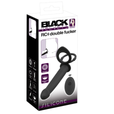 Анальный вибратор с кольцом для пениса и яичек и пультом управления черный Black Velvets RC double fucker