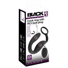 Вибратор простаты с эрекционным кольцом с пультом управления черного цвета Black Velvets Cock ring with RC butt plug