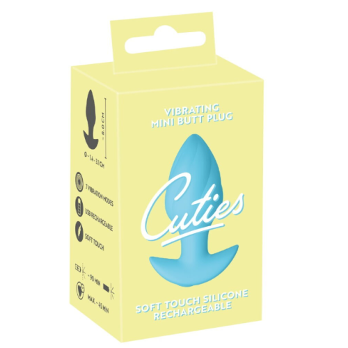 Анальная вибропробка синяя Soft Silicone Vibrating Mini Butt Plug 