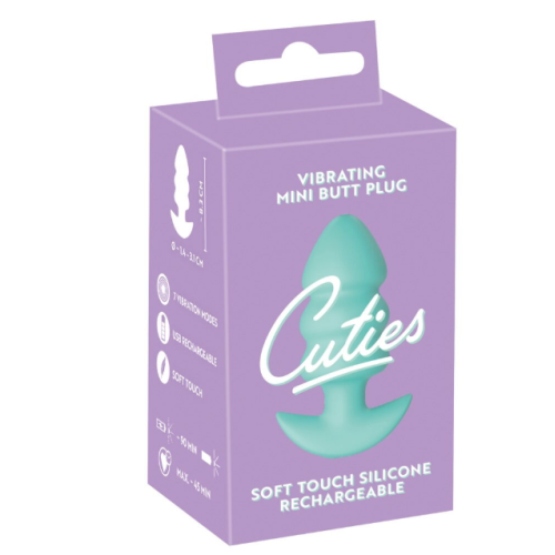 Анальная вибропробка зеленая Soft Silicone Vibrating Mini Butt Plug 