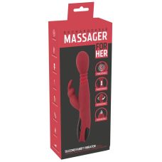 Вібратор для точки G та з відростком для стимуляції клітора з обертанням та функцією нагріву червоного кольору You2Toys Silicone Rabbit Vibrator