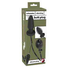 Анальная вибропробка надувная с проводным пультом дистанционного управления черная You2Toys Inflatable Vibrating Butt Plug