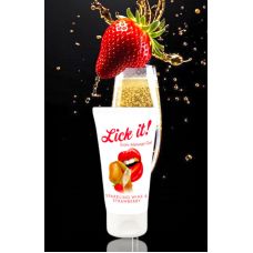Оральний веганський лубрикант зі смаком та ароматом Ігристого вина з полуницею Lick It! 50 мл