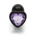 Металлическая анальная пробка черная с фиолетовым камнем Heart Gem размер S  Ouch!