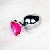 Металевий анальний затор з рожевим каменем Heart Gem розмір M Ouch!