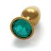 Анальная пробка золотая с изумрудным камнем Ouch!