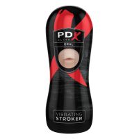 Мастурбатор-рот в черной колбе с вибрацией телесный Pipedream PDX Elite 