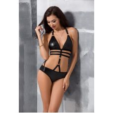 Боді зі стреп ремінцями чорний Passion Lamis розміри S M