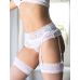 Комплект мережива підтяжки для панчіх з трусиками з доступом білий StarNight розміри M-L